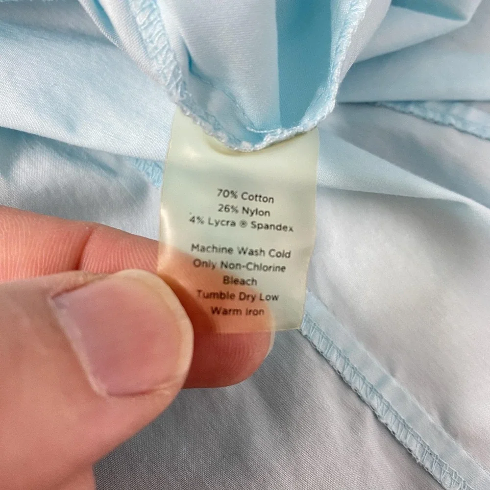 Talbots Shirt Womens 24W Blue Stretch 3/4 Sleeve Collared Button Front Plus Top - Picture 5 of 10